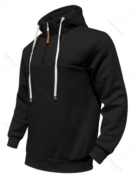 Sweat à capuche pour homme avec surpiqûres et cordons de serrage - Noir XXXL