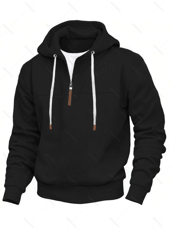 Sweat à capuche pour homme avec surpiqûres et cordons de serrage - Noir XXXL