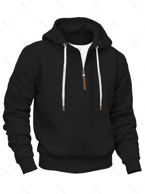 Sweat à capuche pour homme avec surpiqûres et cordons de serrage - Noir XXXL