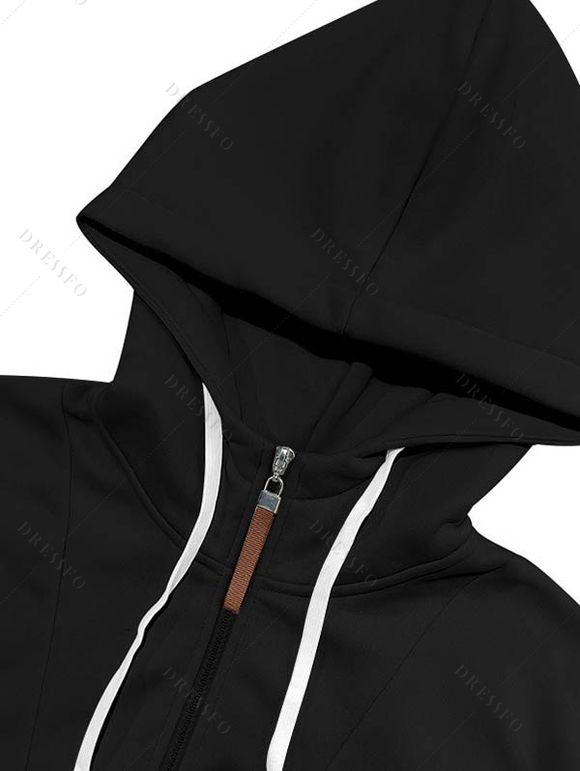 Sweat à capuche pour homme avec surpiqûres et cordons de serrage - Noir XXXL