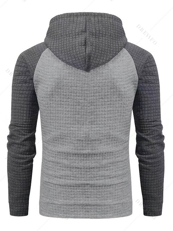 Sweat à capuche à manches longues et cordons de serrage texturés pour homme - Gris XXXL
