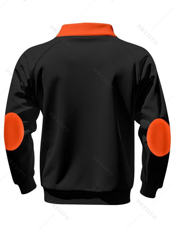 Sweat-shirt colorblock pour homme, poche avant, fermeture éclair, col montant - Noir XXXL