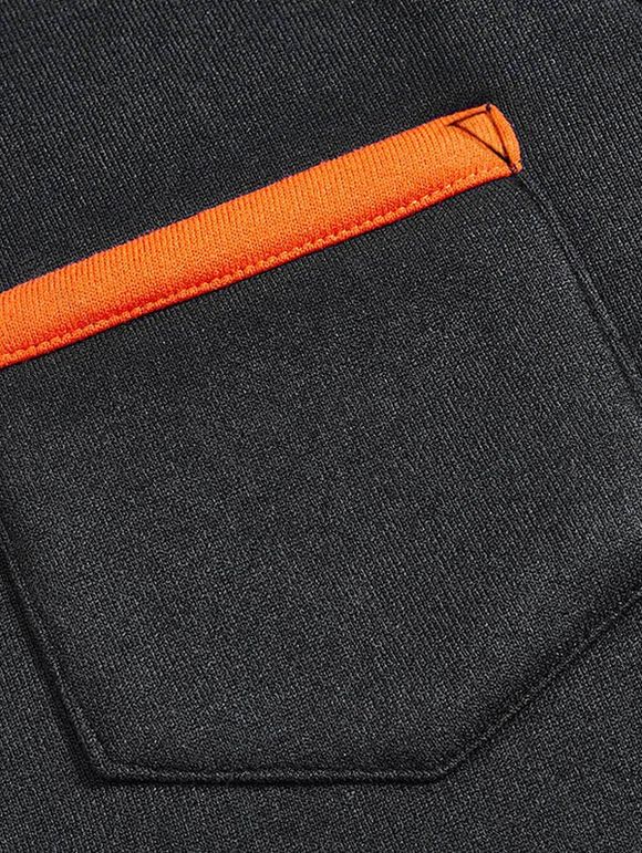 Sweat-shirt colorblock pour homme, poche avant, fermeture éclair, col montant - Noir XXXL