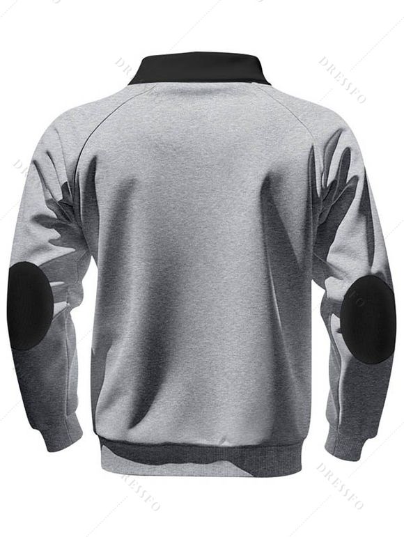 Sweat-shirt colorblock pour homme avec poche avant zippée et col montant - Gris Clair XL