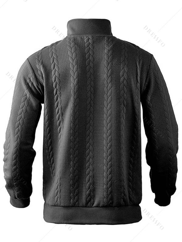 Sweat-shirt uni à col montant et fermeture éclair pour homme - Noir XXXL