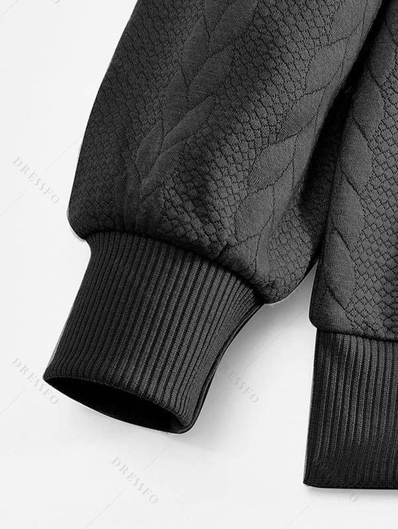 Sweat-shirt uni à col montant et fermeture éclair pour homme - Noir XXXL