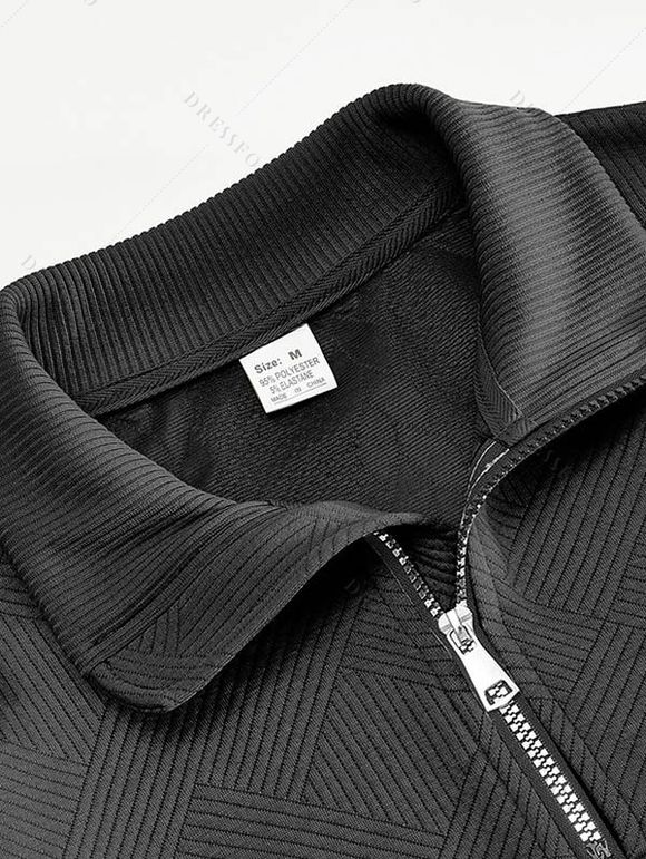 Sweat-shirt uni à col montant et fermeture éclair pour homme - Noir XXXL