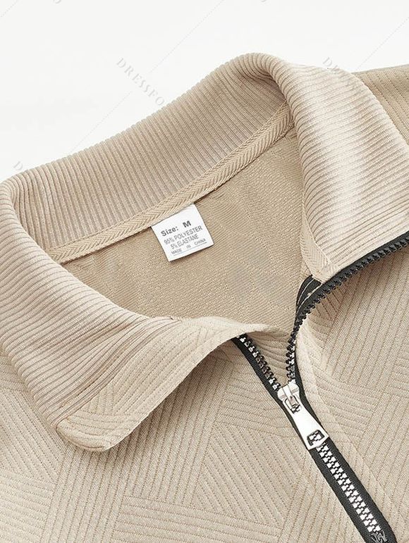 Sweat-shirt uni à col montant et fermeture éclair pour homme - café lumière XXXL