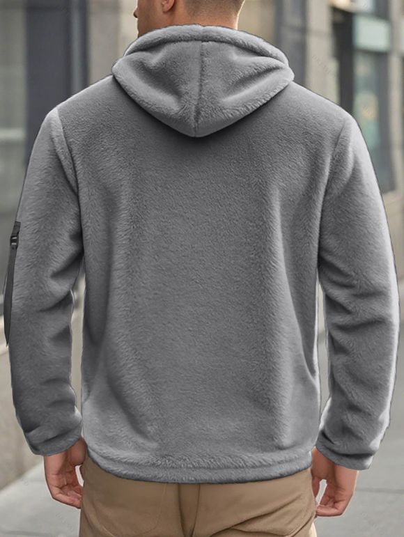 Manteau à capuche uni pour homme, avec poche zippée et manches longues - Gris XXXL
