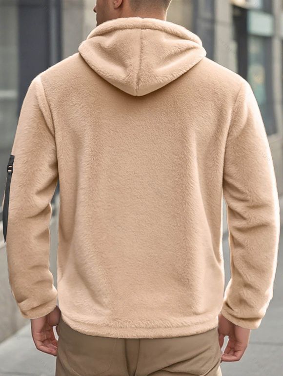 Manteau à capuche uni pour homme, avec poche zippée et manches longues - café lumière XXXL