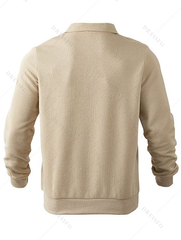 Sweat-shirt uni à manches longues et fermeture éclair texturée pour homme - café lumière XXXL