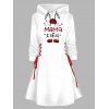 Robe courte trapèze à manches longues et capuche à lacets et motif élan de Noël - multicolor D XXL | US 14