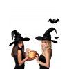 Chapeau de sorcier en satin froissé pour Halloween - Noir 