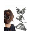 Lot de 3 pinces à cheveux gothiques Halloween en forme d'araignée, de squelette et de chauve-souris - Argent 