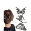 Lot de 3 pinces à cheveux gothiques Halloween en forme d'araignée, de squelette et de chauve-souris - Argent 