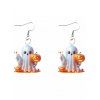 Boucles d'oreilles pendantes mignonnes d'Halloween Boucles d'oreilles à imprimé citrouille fantôme - Blanc 