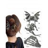Lot de 3 pinces à cheveux gothiques Halloween en forme d'araignée, de squelette et de chauve-souris - Argent 