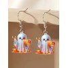 Boucles d'oreilles pendantes mignonnes d'Halloween Boucles d'oreilles à imprimé citrouille fantôme - Blanc 
