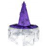 Chapeau gothique d'Halloween en maille de toile d'araignée, chapeau de fête de sorcier - Pourpre 