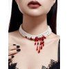 Collier ras du cou gothique Halloween à perles et pierres précieuses synthétiques colorblock - Noir 