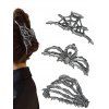 Lot de 3 pinces à cheveux gothiques Halloween en forme de toile d'araignée - Argent 