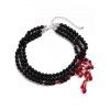 Collier ras du cou gothique Halloween à perles et pierres précieuses synthétiques colorblock - Blanc 