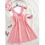 Mini-robe de nuit à empiècements floraux de couleur unie - Rose XL | US 10