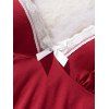 Ensemble haut et bas à nœud papillon colorblock avec empiècements en dentelle - Rouge Vineux XL | US 10