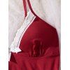Ensemble haut et bas à nœud papillon colorblock avec empiècements en dentelle - Rouge Vineux XL | US 10