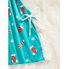 Robe de nuit de Noël avec nœud papillon et empiècement en dentelle et imprimé flocons de neige - Turquoise XL | US 10