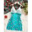 Robe de nuit de Noël avec nœud papillon et empiècement en dentelle et imprimé flocons de neige - Turquoise XL | US 10