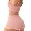Ensemble de 3 pièces pour le salon, couleur unie, soutien-gorge, short, haut ouvert sur le devant avec ceinture - Rose XL | US 10