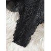 Robe de lingerie à empiècements en dentelle de couleur unie, décolleté plongeant croisé - Noir XL | US 10