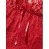 Ensemble de lingerie en dentelle de couleur unie, robe festonnée à nœud papillon, ensemble string - Rouge XL | US 10