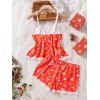 Ensemble de vêtements de détente à empiècements en dentelle, haut et bas à nœud papillon Holiday Elements - Rouge Cerise S | US 4