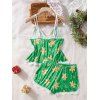 Ensemble de vêtements de détente à empiècements en dentelle, haut et bas à nœud papillon Holiday Elements - Vert S | US 4