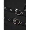 Gothic Outfit Solid Color Skew Neck Top Grommet Pants and Rings Choker Set - Vert Armée S | US 4