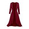 Ensemble robe pour femme, robe à bretelles spaghetti imprimée ombrée et robe ouverte sur le devant - Rouge Vineux XXL | US 14