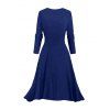 Ensemble robe pour femme, robe à bretelles spaghetti imprimée ombrée et robe ouverte sur le devant - Bleu profond XL | US 12