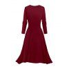 Ensemble robe pour femme, robe à bretelles spaghetti imprimée ombrée et robe ouverte sur le devant - Rouge Vineux XXL | US 14