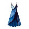 Ensemble robe pour femme, robe à bretelles spaghetti imprimée ombrée et robe ouverte sur le devant - Bleu profond XL | US 12