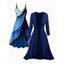 Ensemble robe pour femme, robe à bretelles spaghetti imprimée ombrée et robe ouverte sur le devant - Rouge Vineux XXL | US 14
