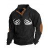 Sweat-shirt d'Halloween pour homme, imprimé squelette colorblock, col montant, style gothique - Noir XXXL