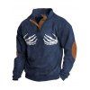 Sweat-shirt d'Halloween pour homme, imprimé squelette colorblock, col montant, style gothique - Bleu Marine XXXL