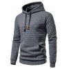 Sweat à capuche à motif géométrique texturé et couleur unie pour homme avec cordon de serrage - Gris XXL