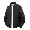 Manteau uni à manches longues et poches zippées pour homme - Noir XXXL