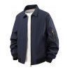 Manteau uni à manches longues et poches zippées pour homme - Bleu Marine XXXL