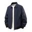 Manteau uni à manches longues et poches zippées pour homme - Bleu Marine XXXL