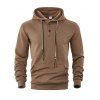 Sweat à capuche texturé pour homme, couleur unie, avec cordon de serrage et poche - Brun XXXL