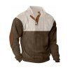 Sweat-shirt en velours côtelé colorblock pour homme, haut texturé à col montant - café lumière L
